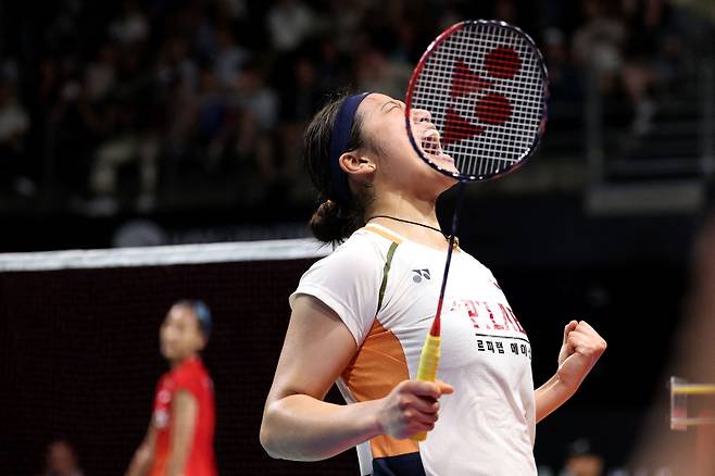 <yonhap photo-3408=""> South Korea?s An Se-young (R) reacts after her victory against Indonesia?s Putri Kusuma Wardani (L) in the women's singles final match at the Australia Open badminton tournament in Sydney on November 23, 2025. (Photo by DAVID GRAY / AFP) / -- IMAGE RESTRICTED TO EDITORIAL USE - STRICTLY NO COMMERCIAL USE --/2025-11-23 17:34:39/ <저작권자 ⓒ 1980-2025 ㈜연합뉴스. 무단 전재 재배포 금지, AI 학습 및 활용 금지></yonhap>