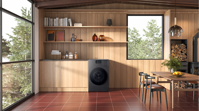 미국 주택 구조에 특화된 벤트 타입 ‘비스포크 AI 콤보’ 세탁건조기 라이프스타일 이미지.[삼성전자]