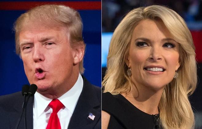 도널드 트럼프 미국 대통령(왼쪽)과 전 폭스뉴스 토론 진행자 메긴 켈리. [AP]