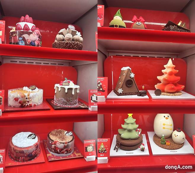 배스킨라빈스의 2025 크리스마스 케이크 제품들. 윤우열 기자 cloudancer@donga.com