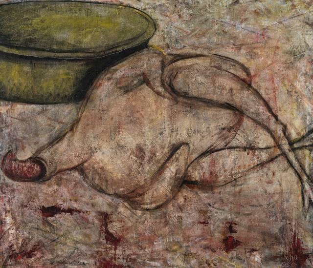 조양규, 목이 잘린 닭, 1955년, 캔버스에 유화 물감, 45.5×53cm, 광주시립미술관 소장(하정웅컬렉션).