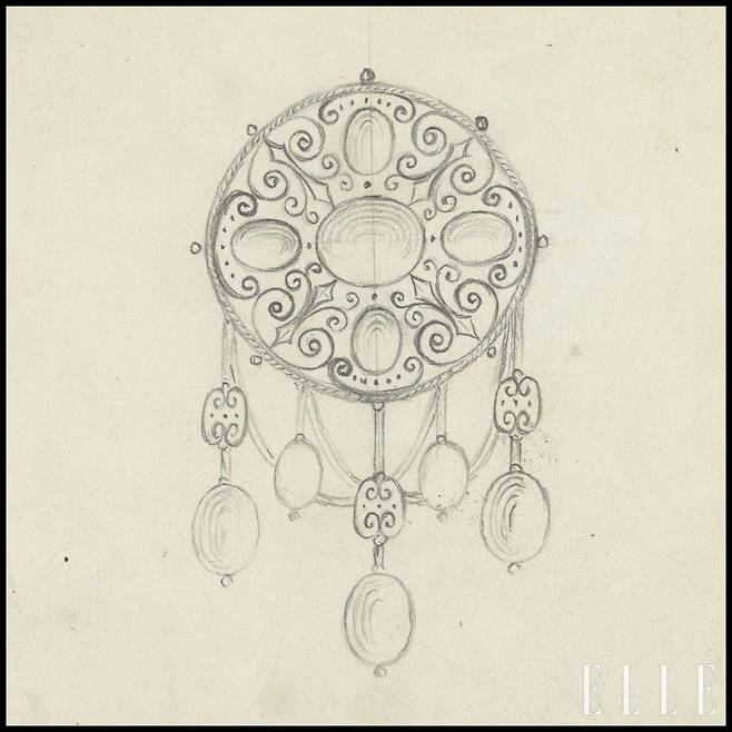 1865년작 브로치 드로잉.