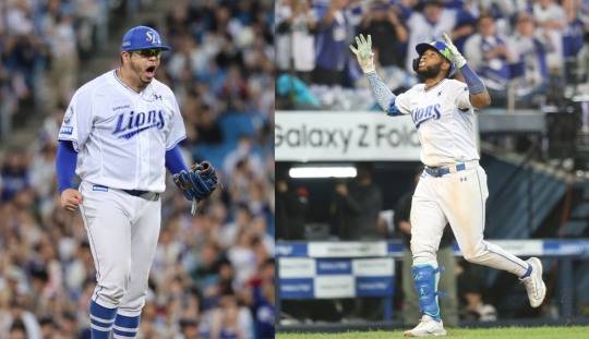 삼성 후라도(왼쪽)와 디아즈. 사진[연합뉴스]