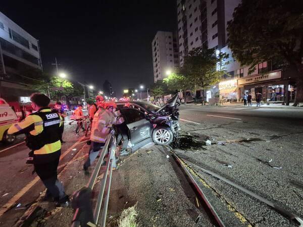 기사의 이해를 돕기 위한 자료 사진으로 기사와 직접적 연관은 없습니다. 지난 5월 인천시에서 발생한 음주운전 사고 현장 모습. 인천소방본부 제공
