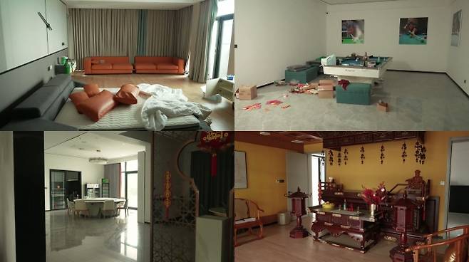 사기단 보스의 거주 공간 내부. 화려한 실내장식과 고급 가구가 즐비해 근로자들이 생활하던 열악한 기숙사와 극명한 대조를 이룬다. 출처=CNN