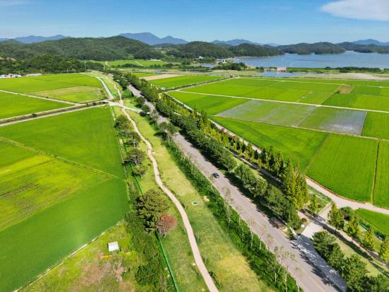 하동군 진교면 송원리 옛 고속도로 주변에 새로 조성된 진교 파크골프장 제2구장. 사진=하동군