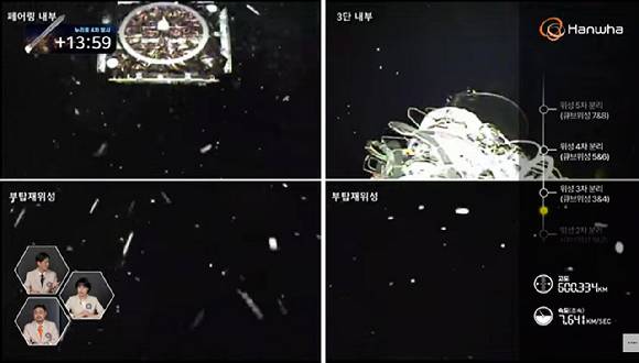 누리호가 고도 600km에 도달해 차세대중형위성 3호를 분리하고 있다. [사진=우주청]