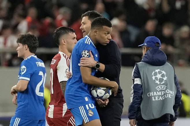 [아테네=AP/뉴시스] 스페인 프로축구 프리메라리가 레알 마드리드의 킬리안 음바페. 2025.11.27.