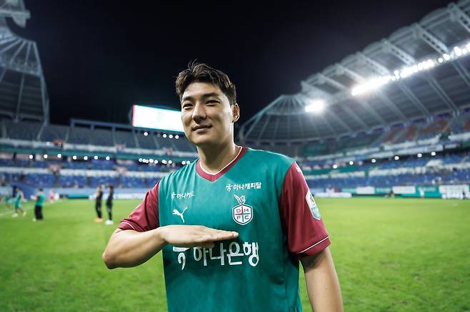 울산&nbsp;이동경,&nbsp;전북&nbsp;박진섭, 대전하나&nbsp;주민규(사진)는&nbsp;‘2025&nbsp;동아스포츠대상’의 유력한 수상 후보다. 수상자는 12월 2일 오후 3시 서울 성북구 고려대 백주년기념삼성관에서 열릴 시상식에서 발표된다. 사진제공｜한국프로축구연맹