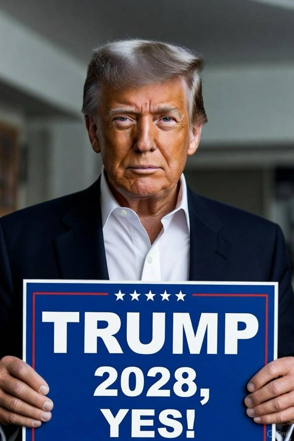 '트럼프 2028'이라고 적힌 피켓을 든 트럼프 대통령 이미지 ⓒ트럼프 트루스소셜 계정 캡처
