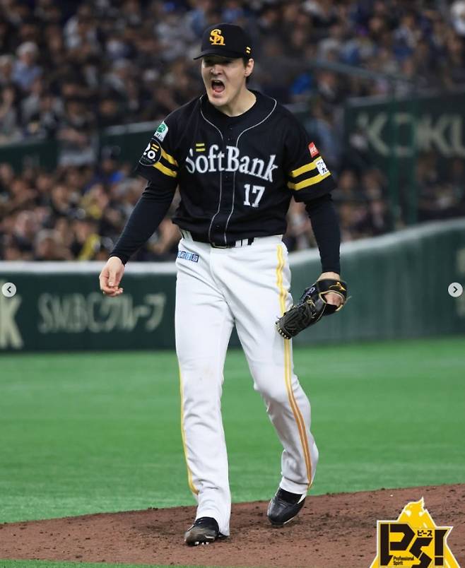 올 시즌 일본 프로야구에서 인상적인 활약을 펼친 아리하라 고헤이. 소프트뱅크 구단 SNS 캡처&nbsp;