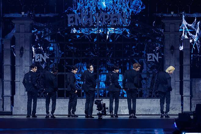 지난달 28일 홍콩 카이탁 스타디움에서 열린 마마어워즈 챕터1의 대미를 장식한 엔하이픈 사진제공|CJ ENM