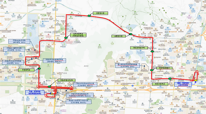 ▲&nbsp;서구 심곡동과 계양구 계산·작전동을 잇는 시내버스 신규 노선(안)이 마련됐다. /자료제공=계양구