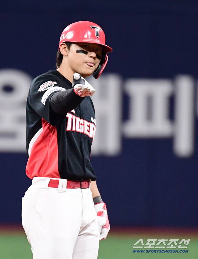 7일 고척돔에서 열린 KBO리그 키움과 KIA의 경기. 8회 무사 만루. 3타점 2루타 날린 김도영. 고척=송정헌 기자songs@sportschosun.com/2025.05.07/