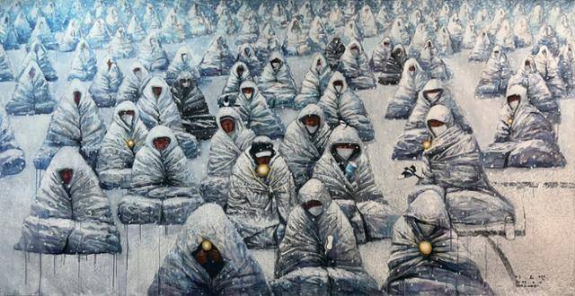 민주화운동기념관 특별전 '빛의 연대기'에 소개된 이오연의 '키세스 시위단Ⅱ'. 민주화운동기념사업회 제공