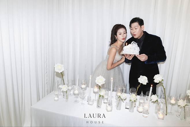 한화 하주석과 김연정 치어리더. 한화 제공