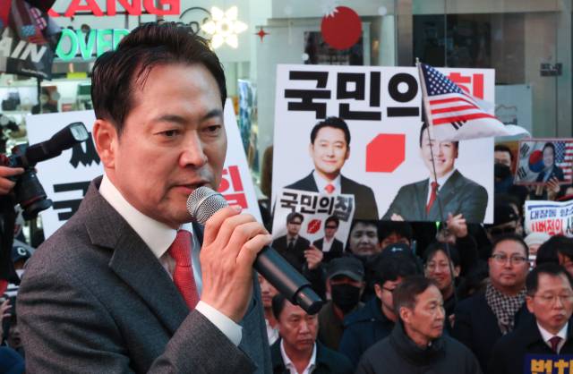 ▲국민의힘 장동혁 대표가 지난달 28일 대구 중구 동성로에서 열린 민생회복 법치수호 국민대회에서 발언하고 있다. ⓒ연합뉴스