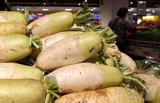서울 시내 한 대형마트에 진열된 무. /뉴스1 ⓒ News1 김도우 기자