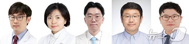 왼쪽부터 한림대학교성심병원 신경과 이민우 교수(교신저자), 정영희 교수, 분당서울대학교병원 신경과 김종욱 교수, 숭실대학교 정보통계보험수리학과 한경도 교수, 한림대학교동탄성심병원 순환기내과 천대영 교수.(한림대학교의료원 제공)