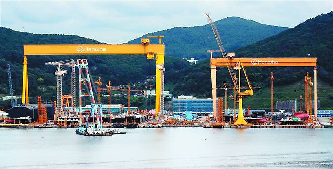 Hanwha Ocean's shipyard in Geoje, South Gyeongsang, pictured on Oct. 30 [NEWS1]