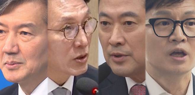 (왼쪽부터) 조국 대표, 김민석 총리, 장동혁 대표, 한동훈 전 대표.