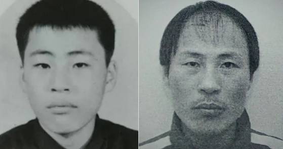 (좌측)정남규의 고등학교 졸업사진과 검거 직후 촬영된 모습. 그는 피해자에게 미안할 거면 죽이지도 않았다고 말했다. 사형 확정 31개월 만인 2009년 11월 서울구치소 독방에서 스스로 목숨을 끊었다. 중앙포토