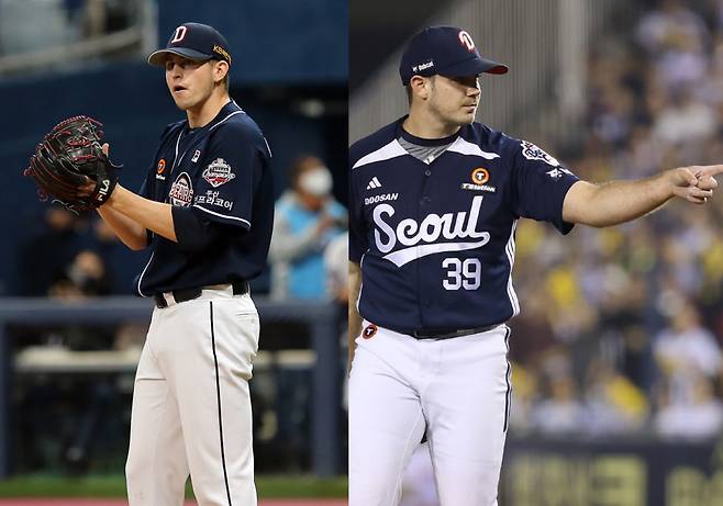 플렉센과 잭로그(오른쪽). 두산 베어스 제공