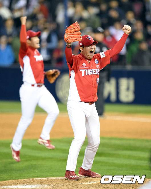 2017시즌 한국시리즈 우승 당시 양현종의 모습.