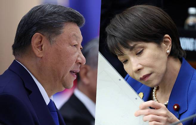 왼쪽부터 시진핑 중국 국가주석, 다카이치 사나에 일본 총리. (사진 = 연합뉴스)