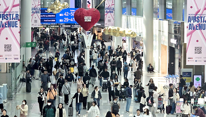 ▲인천공항 제1여객터미널 3층 출국장 면세구역. /인천일보 DB