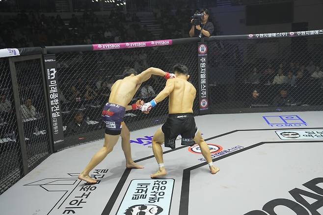 ▲ 최은석은 오른손 카운터 훅 한 방으로 최 세르게이를 쓰러뜨렸다. ⓒ로드FC