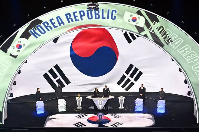 한국은 지난 6일(한국시간) 미국 워싱턴DC 케네디센터에서 열린 2026 북중미 월드컵 조 추첨 결과 멕시코·남아공·UEFA PO 승자와 A조에 편성됐다. 사진=AFPBB NEWS