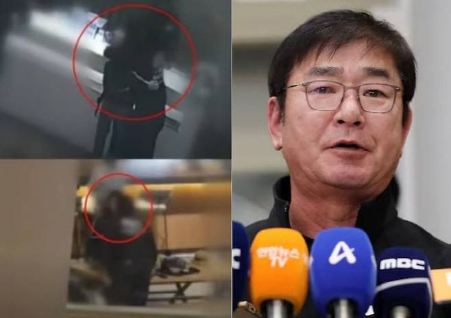 고3 제자와 불륜을 저질렀다는 의혹을 받고 있는 전직 교사 C씨의 친부가 부적절한 관계는 없었다고 밝혔다. 위는 두 사람이 불륜 사이라며 증거로 제출된 CCTV 영상. (사진=JTBC 사건반장 캡처, 뉴스1)