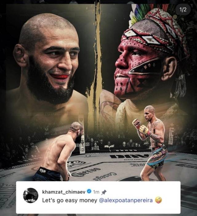 결국 치마에프가 페레이라를 원하는 건 더블 챔피언이라는 영광보다 큰돈을 벌 수 있기 때문이다. 그는 “난 누구와도 싸울 수 있다. 가장 중요한 건 얼마나 많은 돈을 벌 수 있는지다(웃음). 페레이라와 싸우면 많은 돈을 벌 수 있다. 페이퍼뷰도 잘 나오고 훨씬 많은 돈을 얻게 된다. 그래서 싸우고 싶은 것이다”라고 밝혔다. 사진=MMA 파이팅 SNS