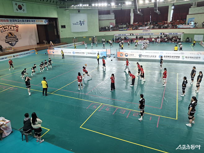 충주 호암체육관에서 열린  전국학교스포츠클럽축전 피구대회. 사진｜윤찬희 학생기자