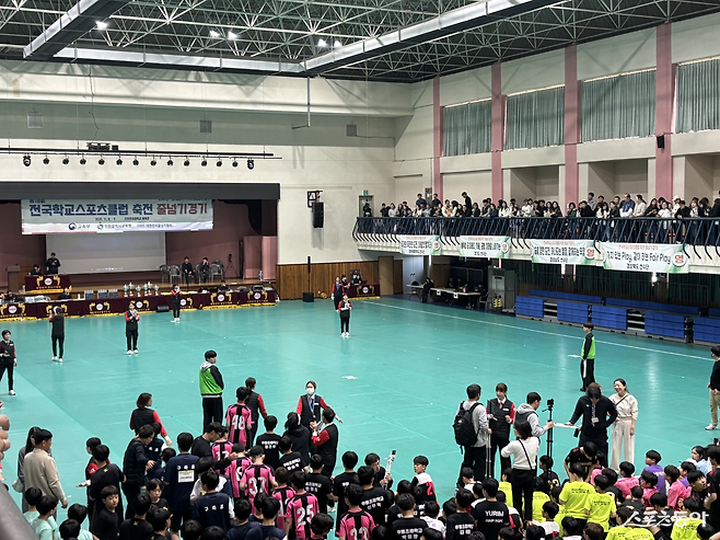 전국학교스포츠클럽축전 줄넘기대회가 열린 만성중 체육관. 사진｜이가인 학생기자