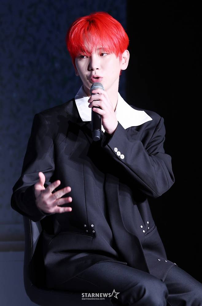 그룹 샤이니 키가 11일 서울 광진구 풀만 앰배서더 서울 이스트폴 브로드웨이에서 열린 정규 3집 '헌터'(HUNTER) 발매 기념 기자회견에서 질의응답을 하고 있다./2025.08.11 /사진=김휘선 hwijpg@