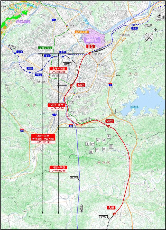 충청권 광역철도 옥천연장 사업 노선도./사진=대전시 제공