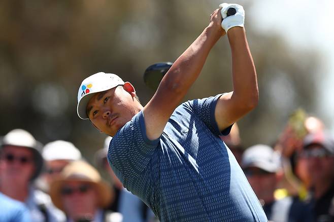 김시우가 지난 7일 호주 로열 멜버른 골프클럽에서 열린 호주 오픈 최종 라운드 도중 13번 홀에서 티샷을 하고 있다. 게티이미지코리아