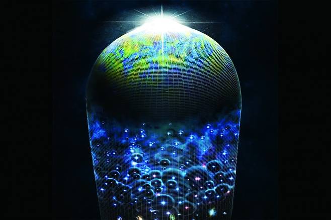 먼 미래 우주가 수축하는 시나리오를 상상한 이미지. 2025년 10월, 이영욱 연세대 천문우주학과 교수팀은 기존 가속팽창 이론에 이의를 제기하며 “우주가 감속팽창하고 있다”고 발표했다. Center For Astrophysics/M. Weiss 제공