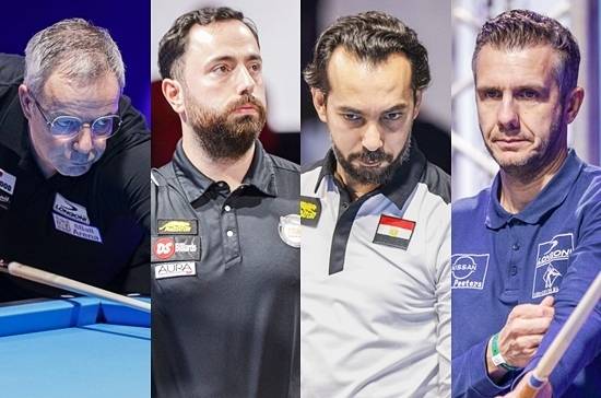 올해 마지막 3쿠션월드컵인 이집트 샤름엘셰이크3쿠션월드컵 우승 향방이 (왼쪽부터)야스퍼스-B.카라쿠르트, 시돔-클루망 4강 대결로 압축됐다. (사진=SOOP)