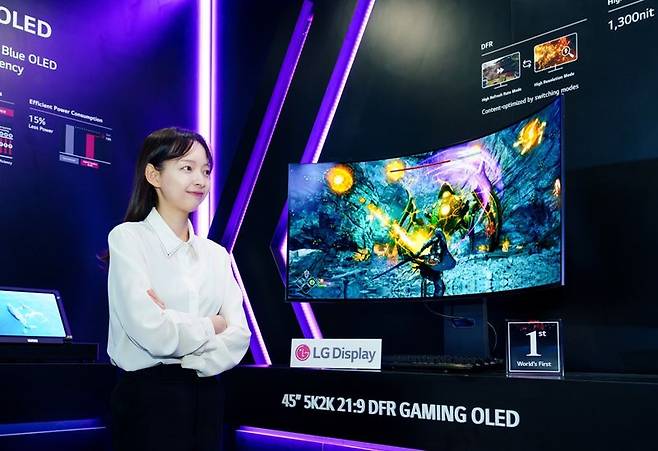 이달 중순 미국 새너제이에서 열린 세계 최대 디스플레이 전시회 ‘SID 2025’ 에서 LG디스플레이가 선보인 차세대 게이밍 OLED. LG디스플레이 제공