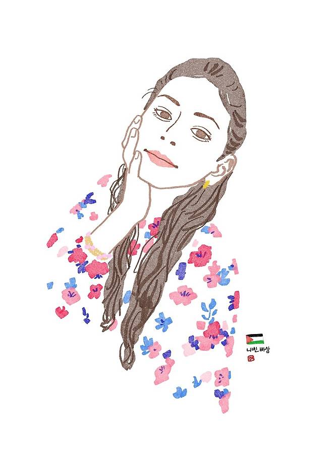 세월호, 제주 4·3, 제주 해녀항일운동 등을 작품으로 그려온 김홍모 작가가 니빈 바삼의 사진을 보고 초상화를 그렸다. 그림 김홍모