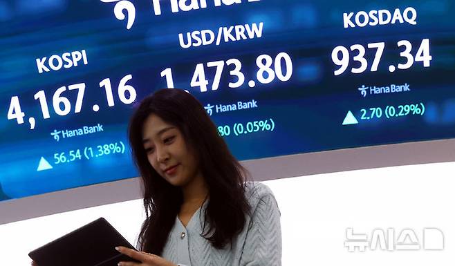 [서울=뉴시스] 박주성 기자 = 지난 12일 오후 서울 중구 하나은행 딜링룸에서 딜러들이 업무를 하고 있다. 2025.12.14. park7691@newsis.com