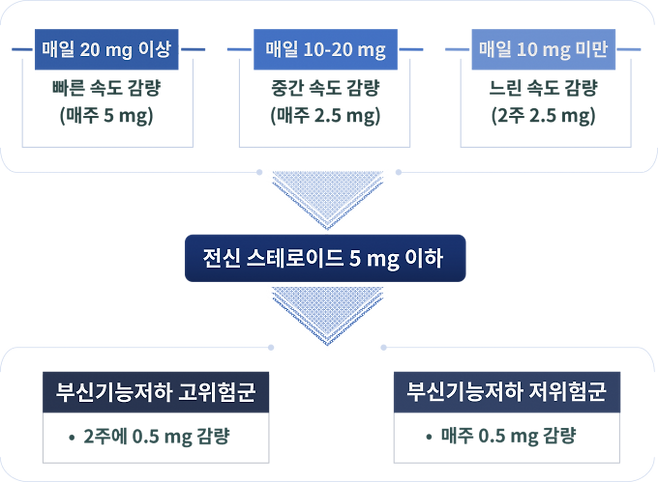 국립보건연구원 연구팀이 제안한 전신 스테로이드 감량 프로토콜.