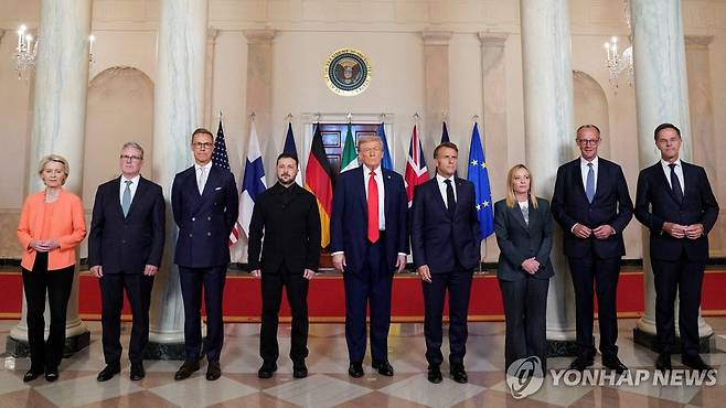 올해 8월 백악관에서 만난 미·유럽·우크라 정상들 [로이터 연합뉴스 자료사진. 재판매 및 DB 금지]
