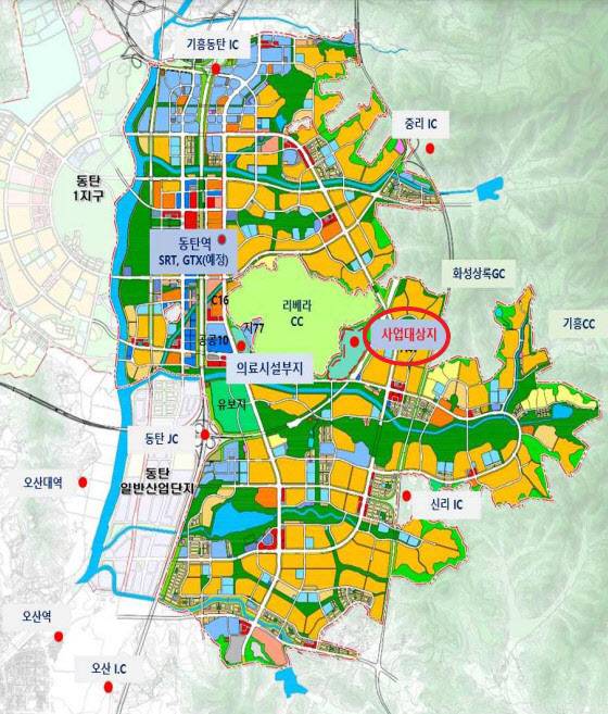 화성 동탄2지구 토지이용계획도 및 동탄 실버타운 사업지 위치 (자료=LH)