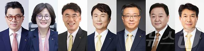 강진두 KB증권 IB부문 대표이사 후보, 곽산업 KB저축은행 대표이사 후보, 이홍구 KB증권 WM부문 대표이사, 구본욱 KB손해보험 대표이사, 김영성 KB자산운용 대표이사, 빈중일 KB캐피탈 대표이사, 성채현 KB부동산신탁 대표이사.