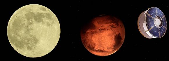 우리나라가 달(왼쪽)과 화성 탐사 로드맵을 내놓았다. [사진=정소희 기자/NASA]