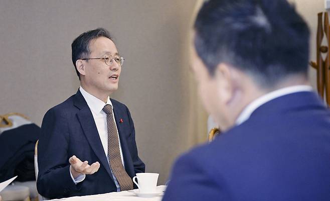 이형일 기획재정부 차관이 16일 오전 서울 종로구 정부서울청사에서 열린 ‘주요 수출기업 간담회’를 주재, 모두발언을 하고 있다. 기재부 제공.